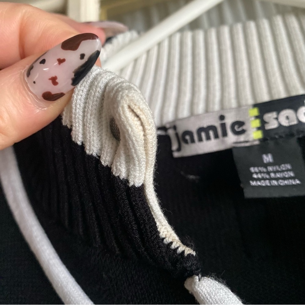 Vintage Jamie Sadock Black and White Sweater Jacket - Picture 3 of 7